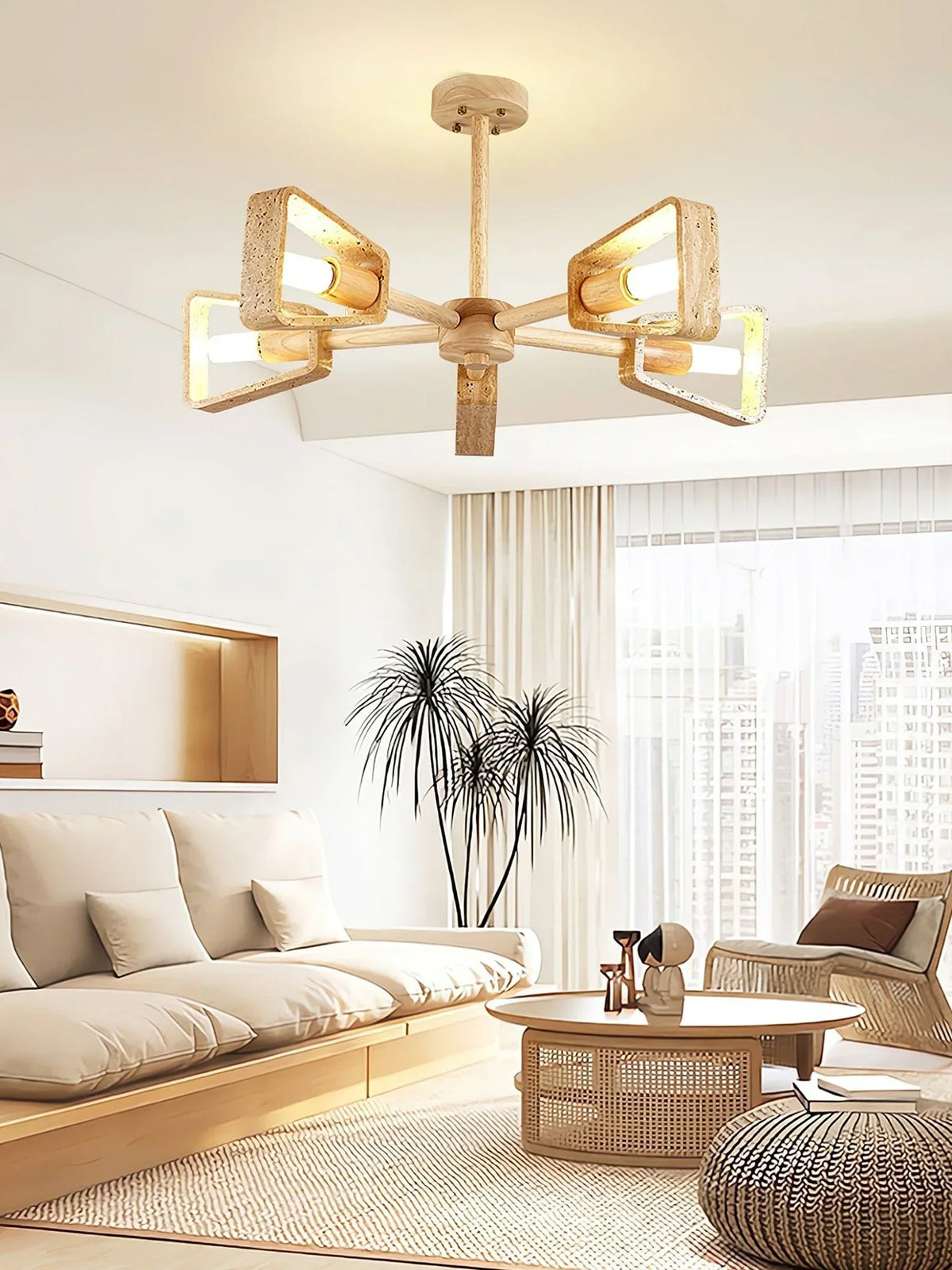 Travertone Geometry Elementa Travertine Chandelier – Travertine detail 10