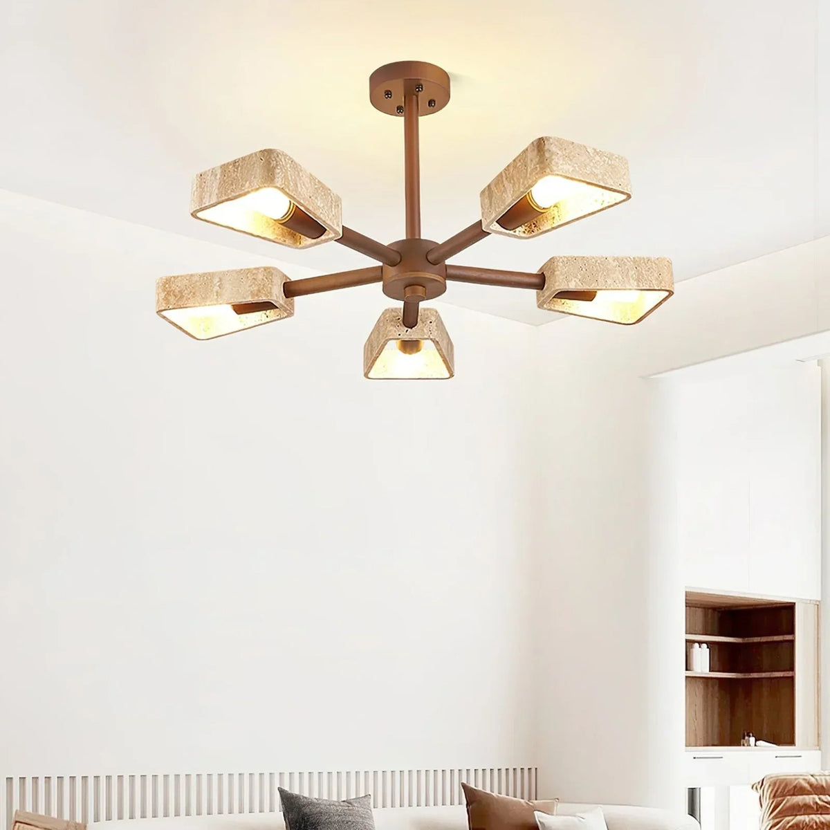 Travertone Geometry Elementa Travertine Chandelier – Travertine detail 4
