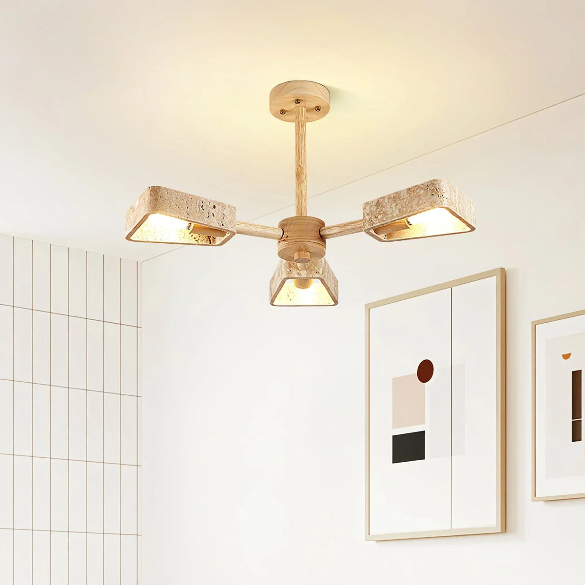 Travertone Geometry Elementa Travertine Chandelier – Travertine detail 5