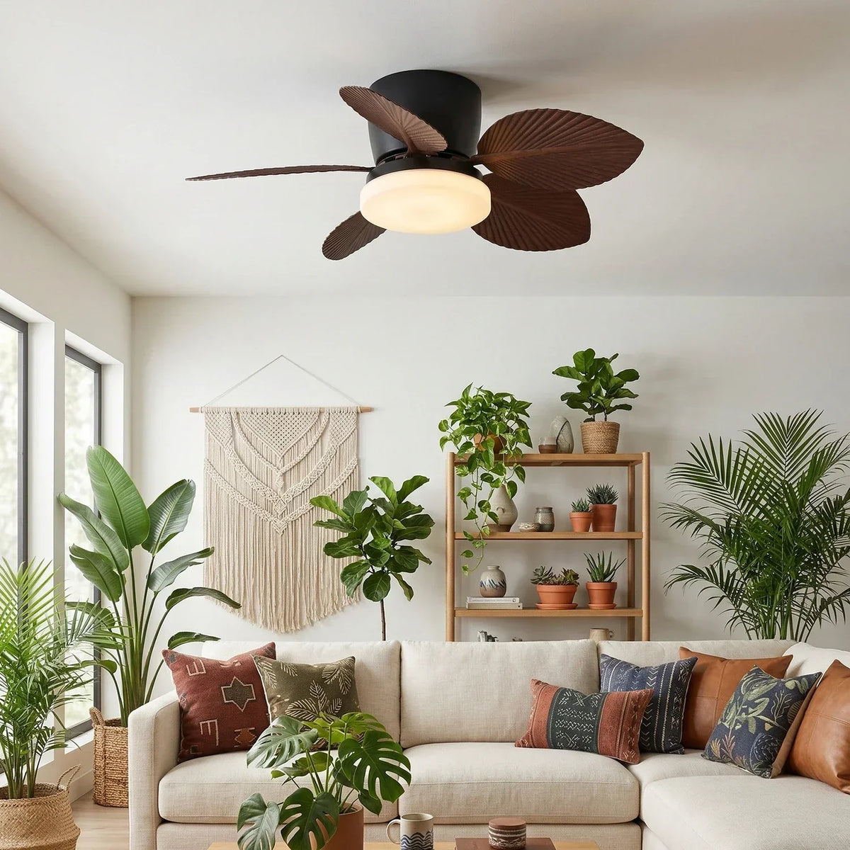 Tropical Palm Five-Blade Copper Ceiling Fan Light – Copper detail 7