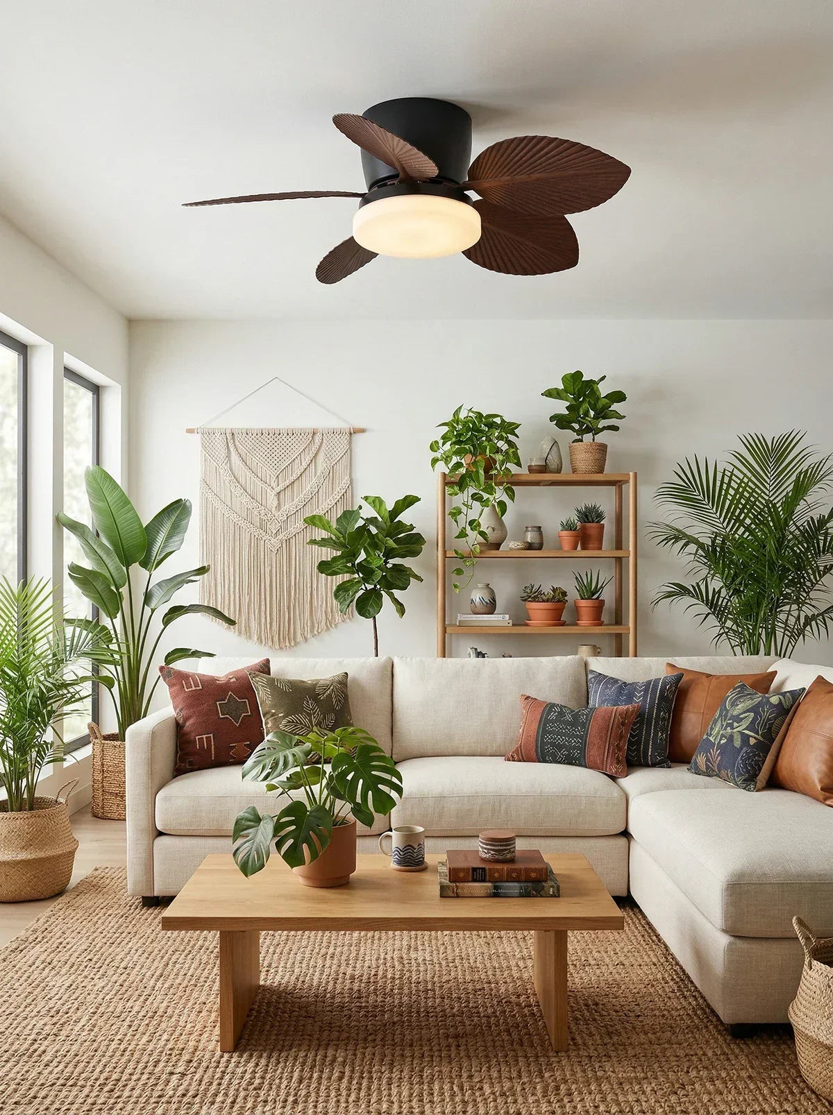 Tropical Palm Five-Blade Copper Ceiling Fan Light – Copper detail 11