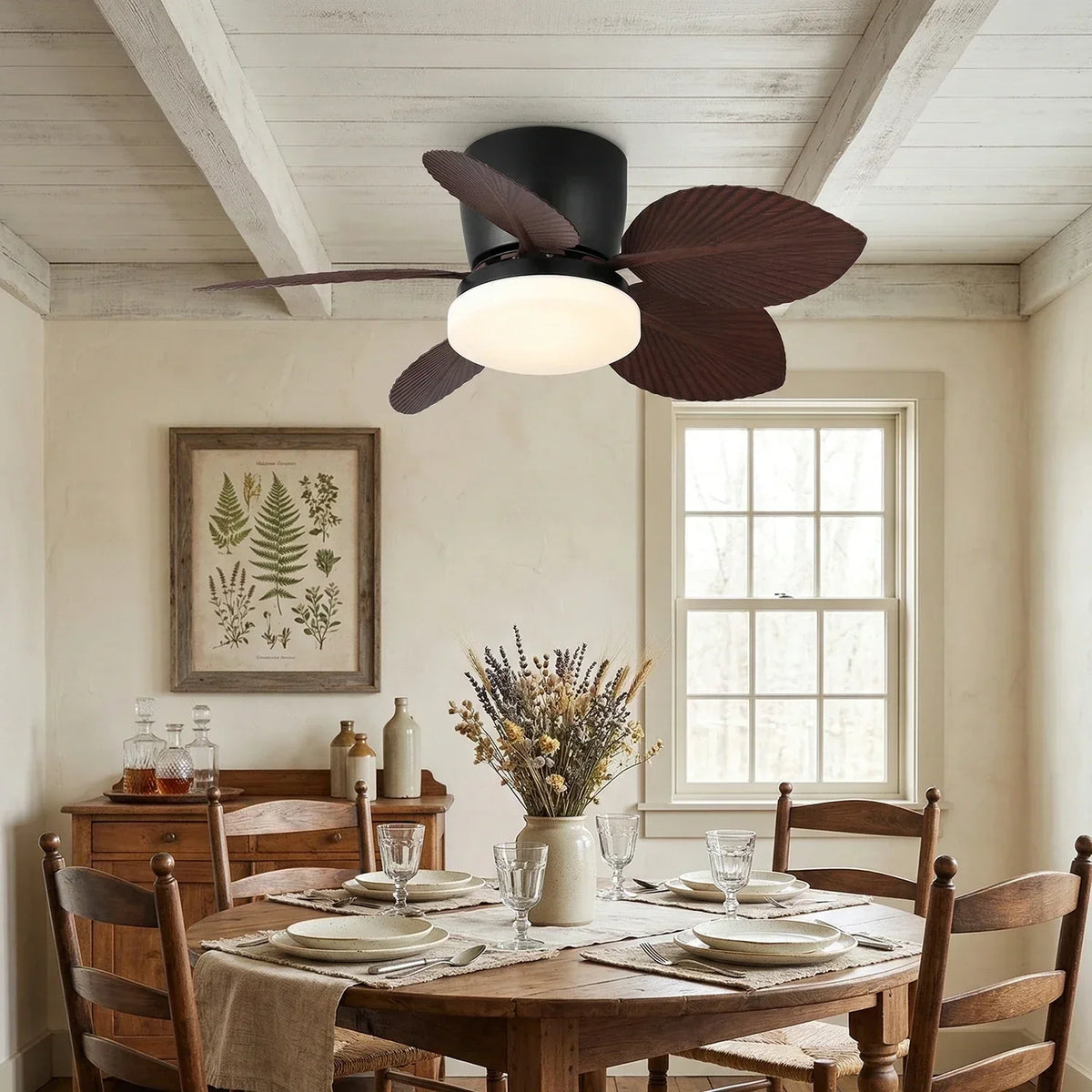 Tropical Palm Five-Blade Copper Ceiling Fan Light – Copper detail 6