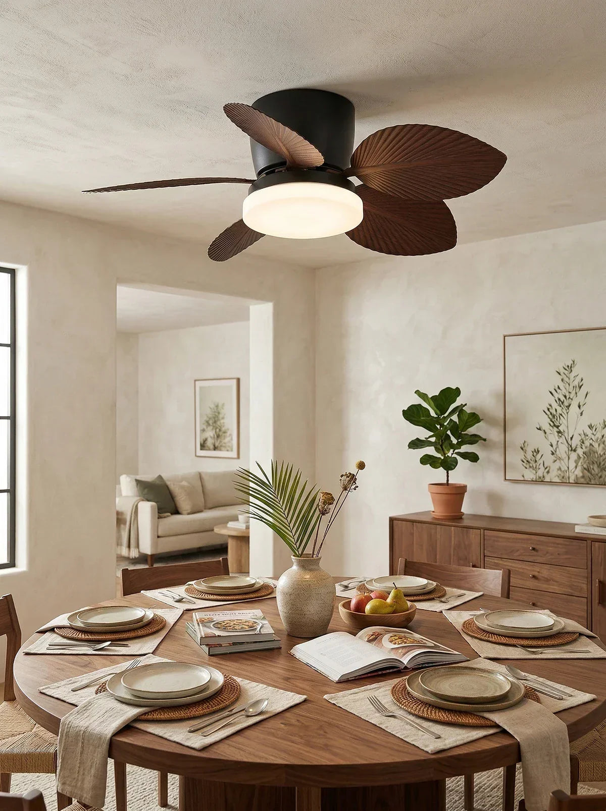 Tropical Palm Five-Blade Copper Ceiling Fan Light – Copper detail 10