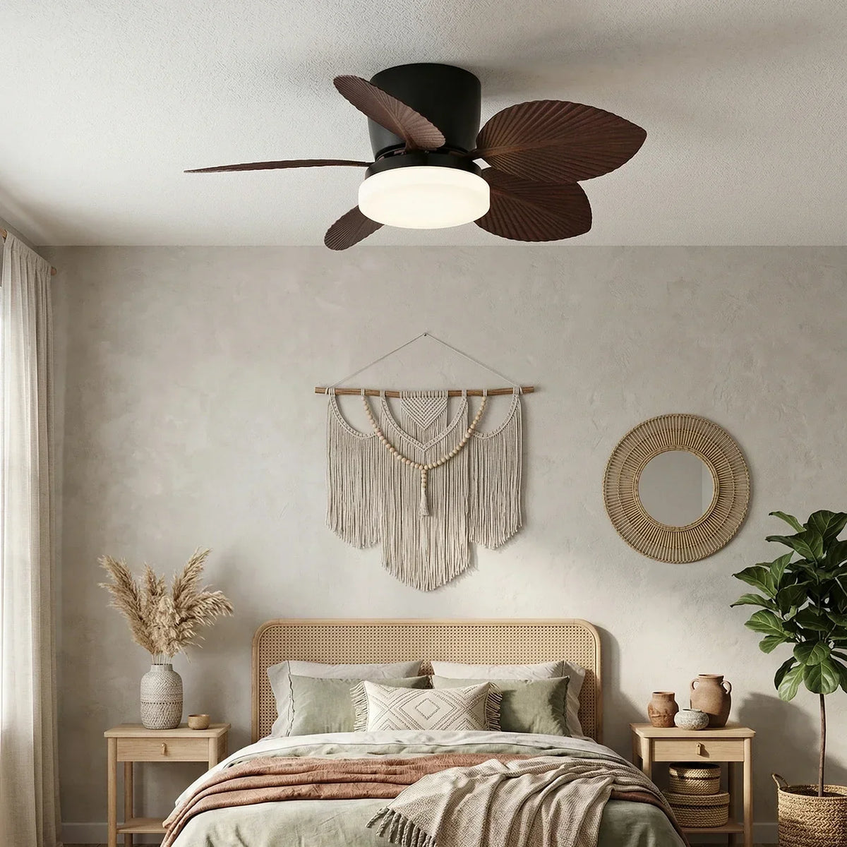 Tropical Palm Five-Blade Copper Ceiling Fan Light – Copper detail 5