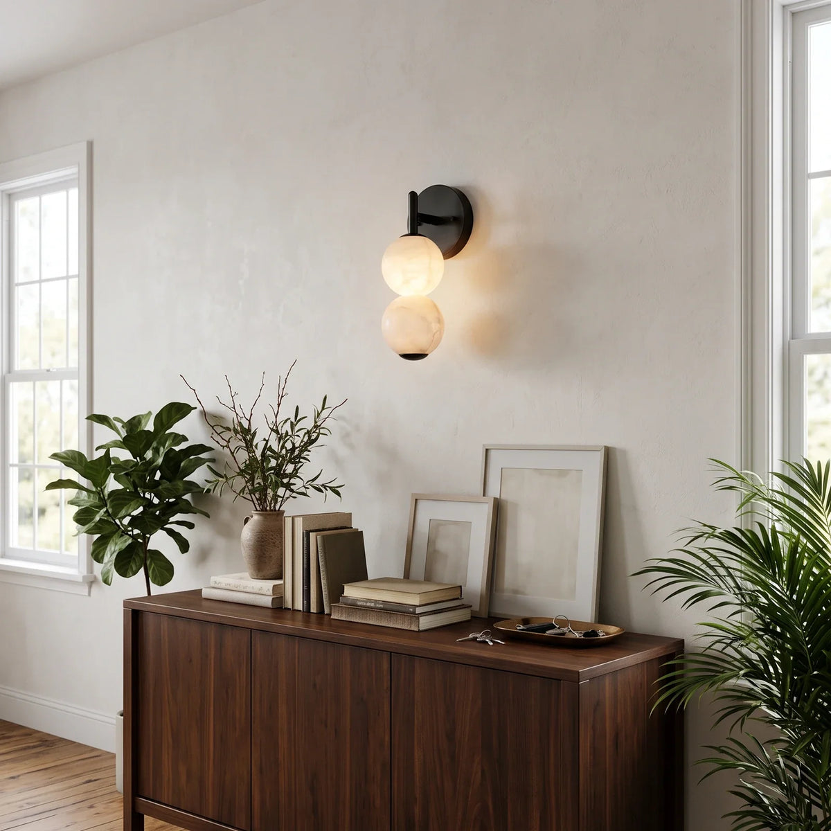 Twin Moon Alabaster Wall Sconce – Alabaster detail 5