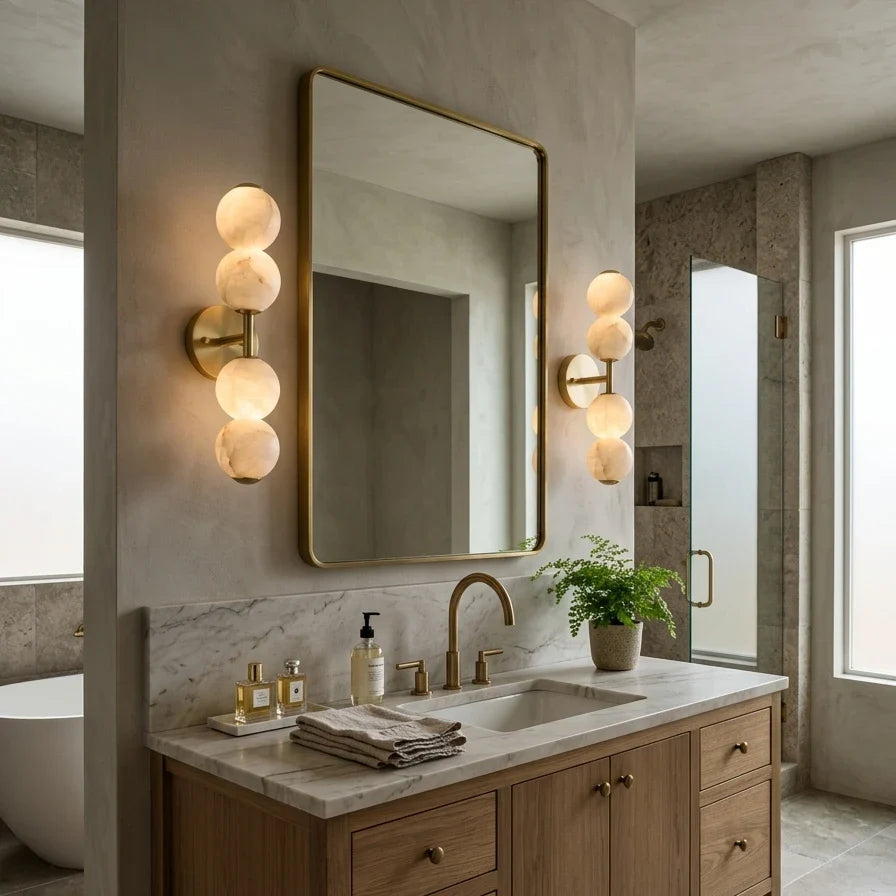 Twin Moon Alabaster Wall Sconce – Alabaster detail 7