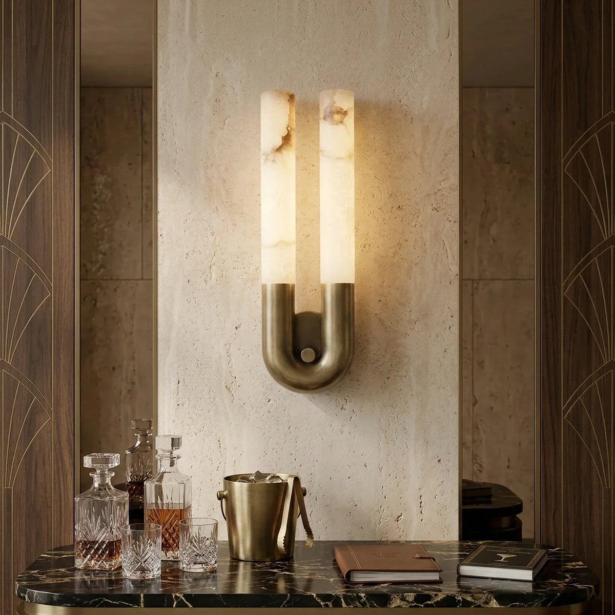 U-Shape Alabaster Arch Wall Sconce – Alabaster detail 3