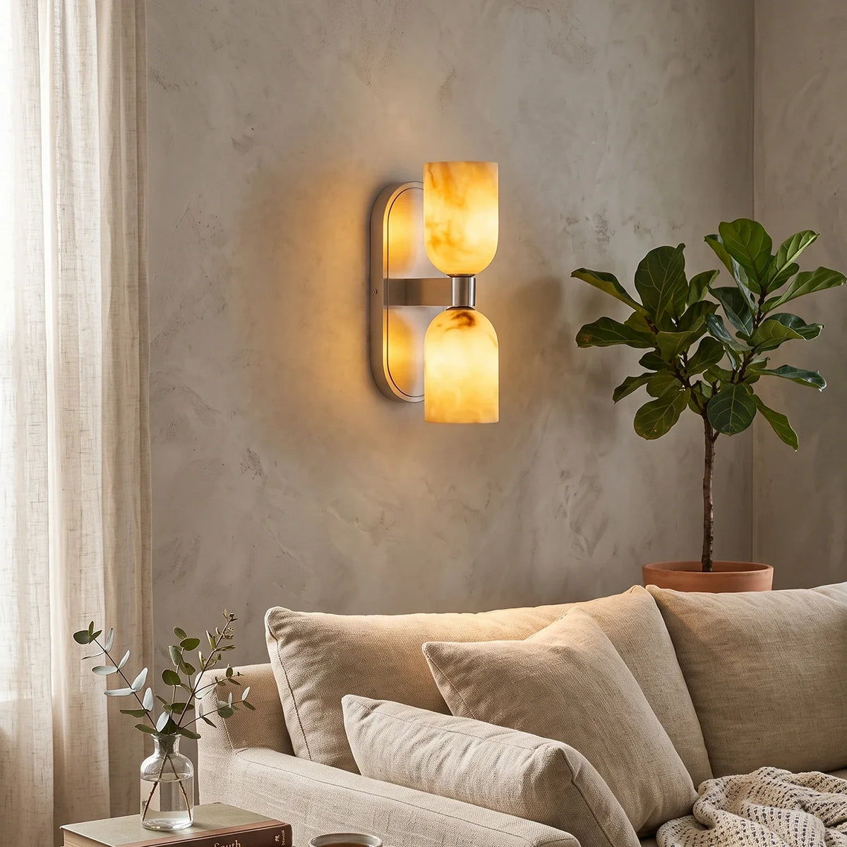 Up-Down Alabaster Duo Wall Sconce – Alabaster detail 2