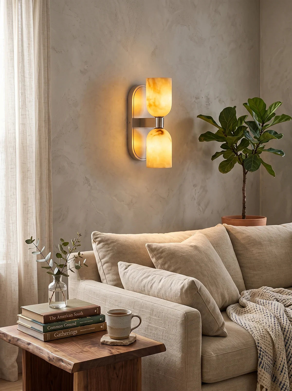Up-Down Alabaster Duo Wall Sconce – Alabaster detail 9