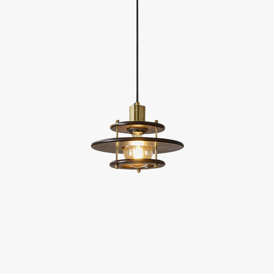 Tiered Walnut Wood Pendant Light