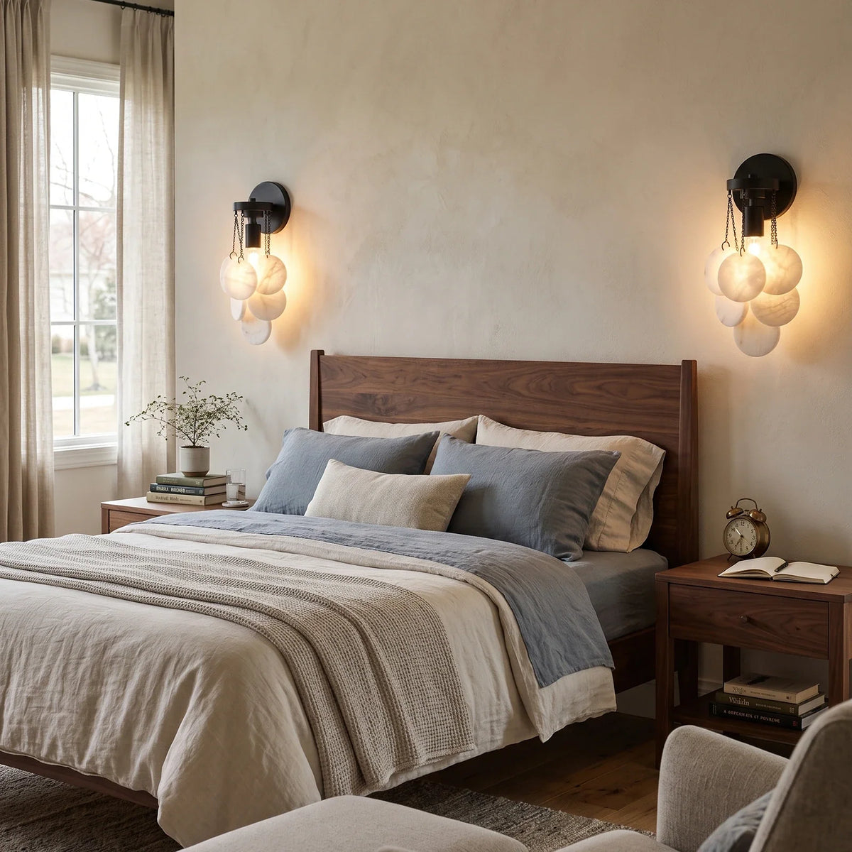 Veloria Cascading Alabaster Disc Wall Sconce – Alabaster detail 6