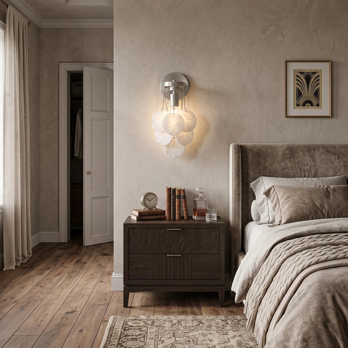 Veloria Cascading Alabaster Disc Wall Sconce – Alabaster detail 4