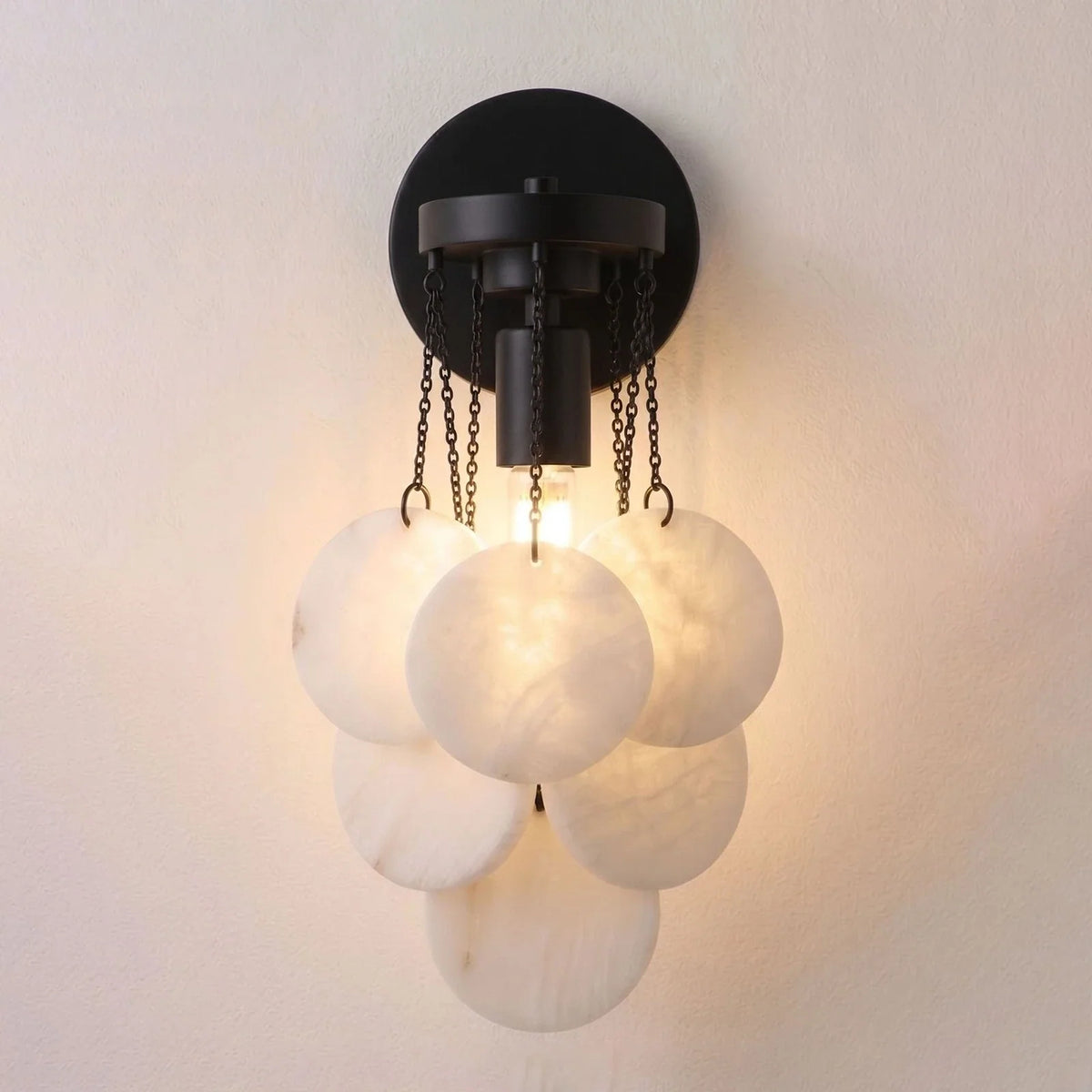 Veloria Cascading Alabaster Disc Wall Sconce – Alabaster detail 9