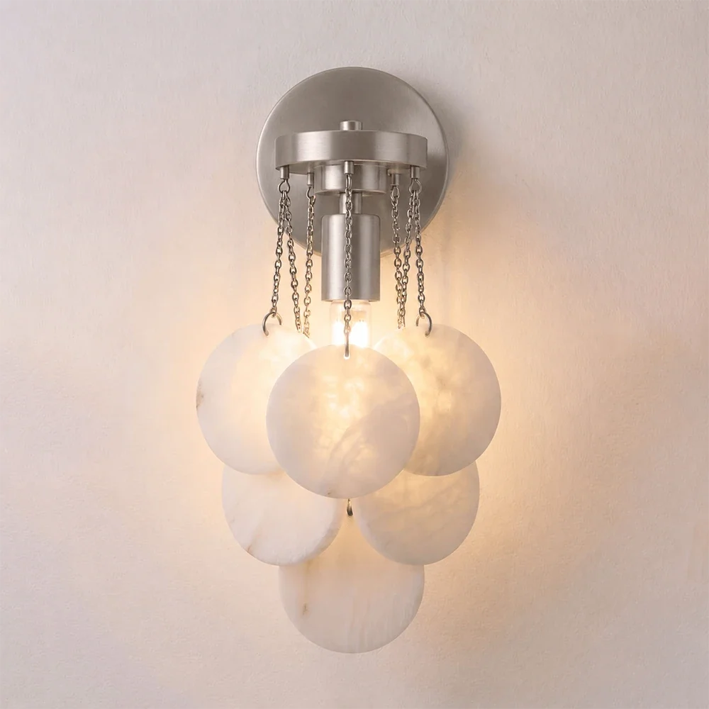 Veloria Cascading Alabaster Disc Wall Sconce – Alabaster detail 10