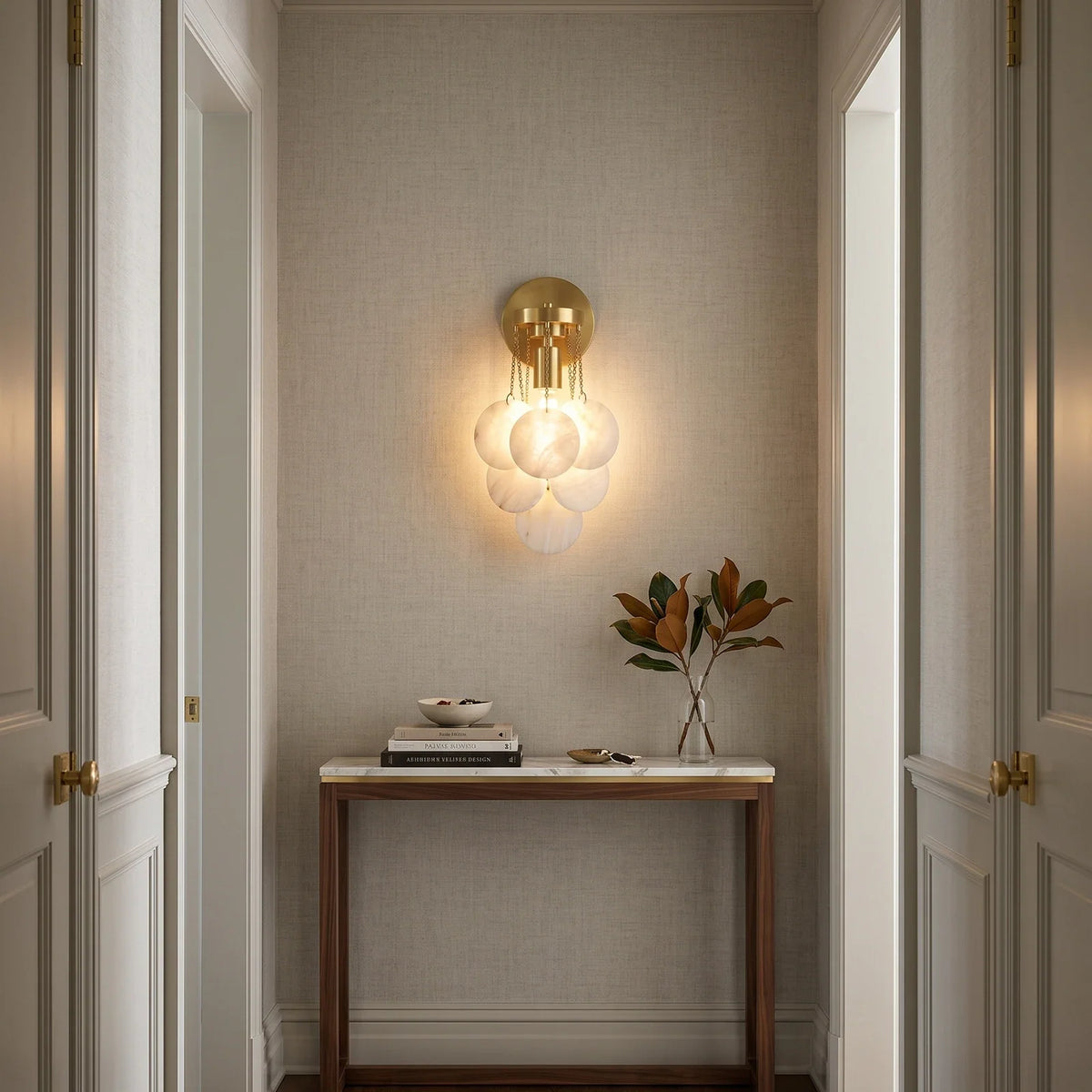 Veloria Cascading Alabaster Disc Wall Sconce – Alabaster detail 3
