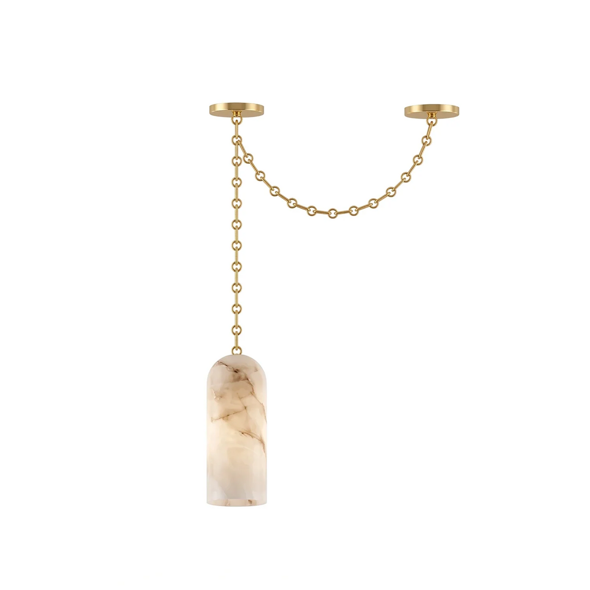 Verian Alabaster Capsule Chain Chandelier – Alabaster detail 17