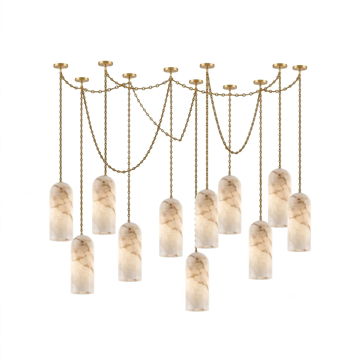Verian Alabaster Capsule Chain Chandelier – Alabaster detail 31