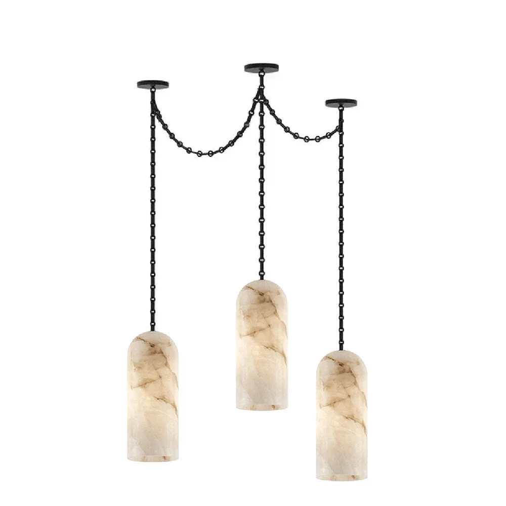 Verian Alabaster Capsule Chain Chandelier – Alabaster detail 20