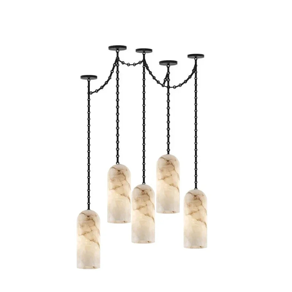 Verian Alabaster Capsule Chain Chandelier – Alabaster detail 24