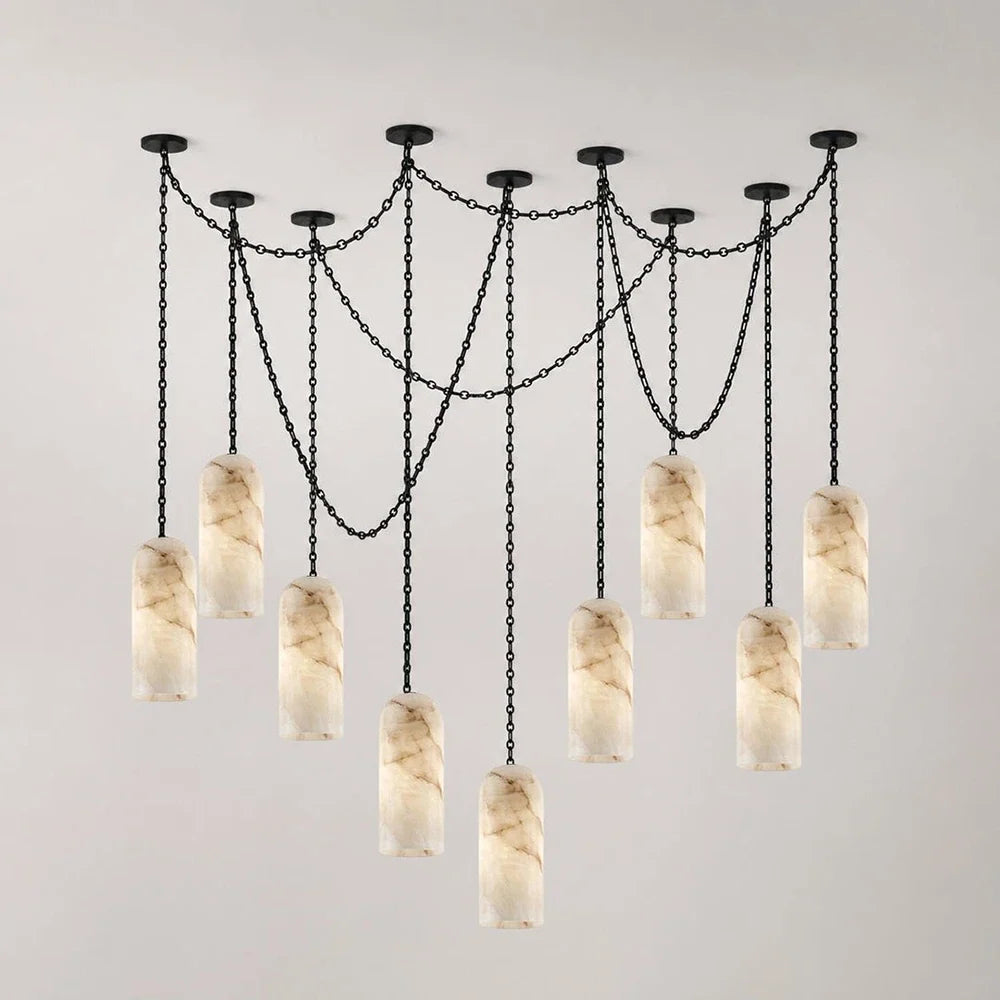 Verian Alabaster Capsule Chain Chandelier – Alabaster detail 28