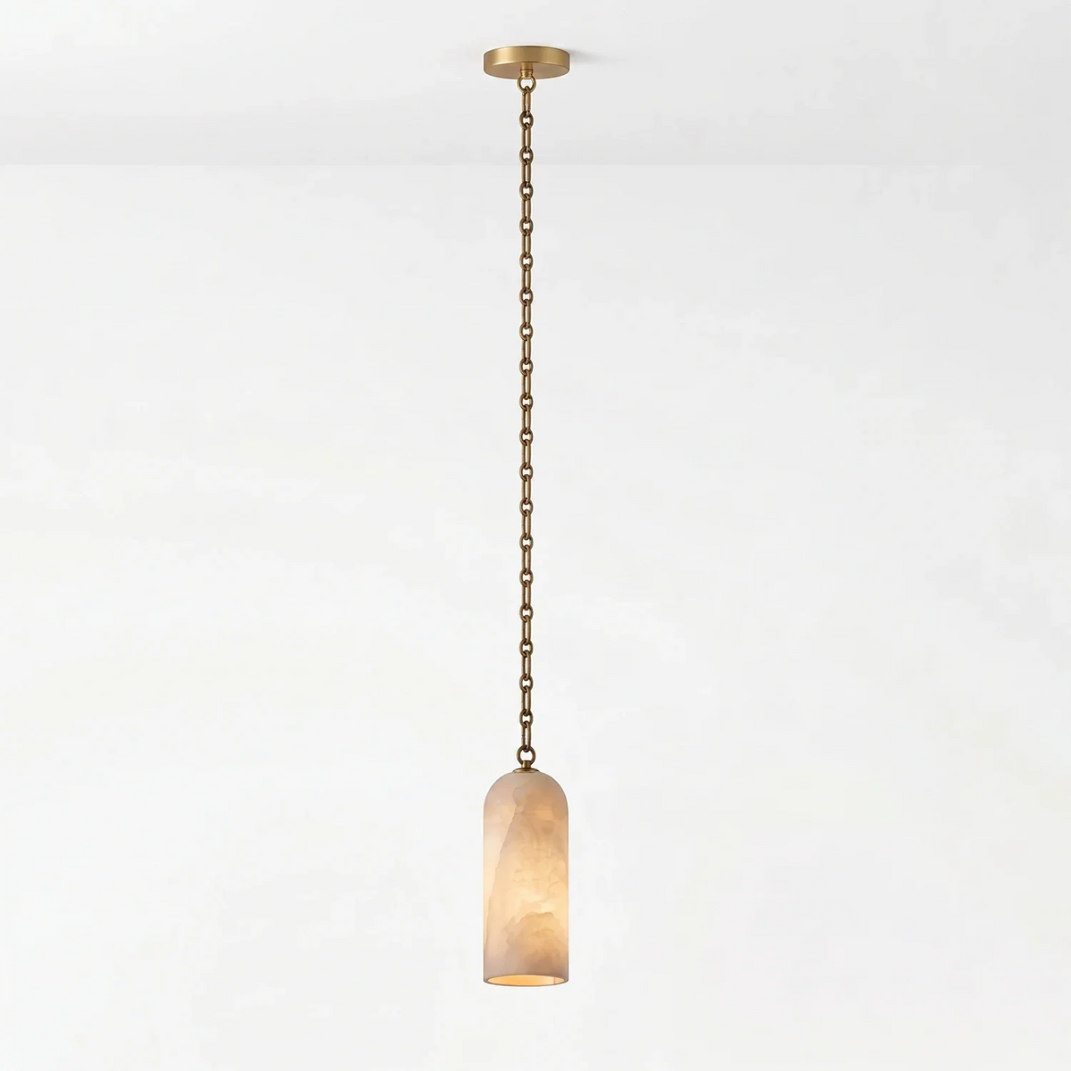 Verian Alabaster Capsule Chain Chandelier – Alabaster detail 15
