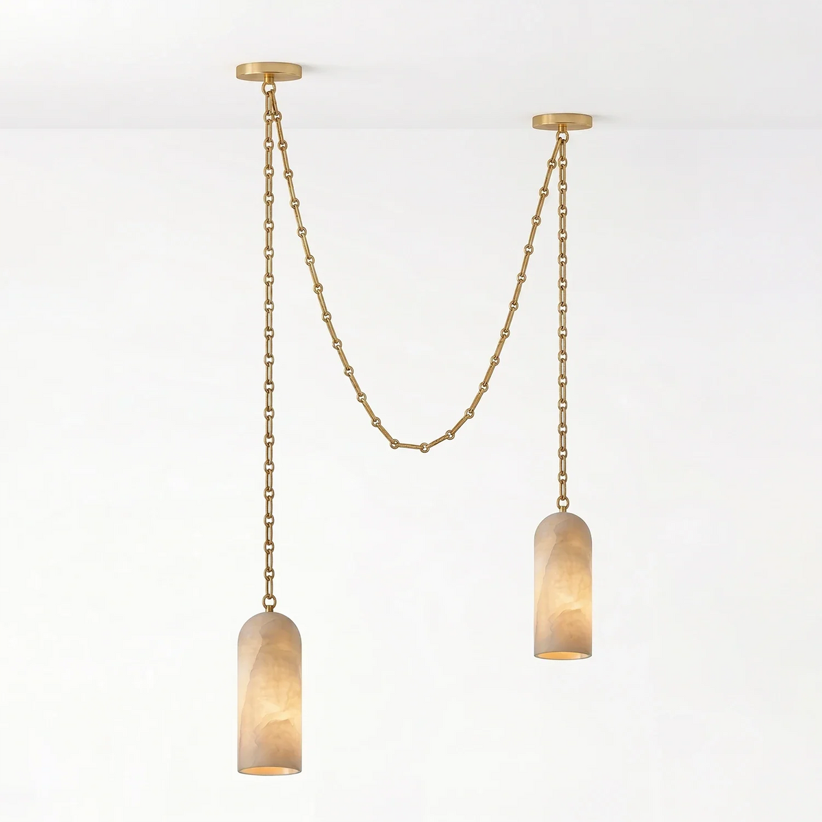 Verian Alabaster Capsule Chain Chandelier – Alabaster detail 19