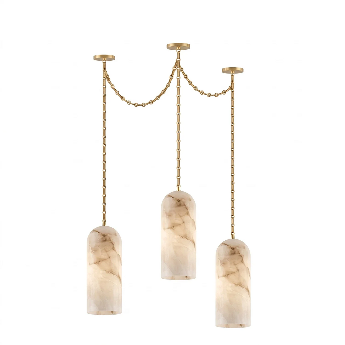 Verian Alabaster Capsule Chain Chandelier – Alabaster detail 21