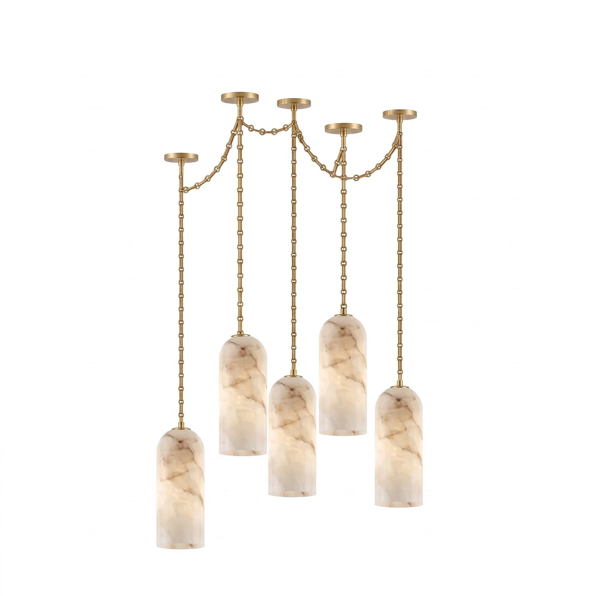 Verian Alabaster Capsule Chain Chandelier – Alabaster detail 25