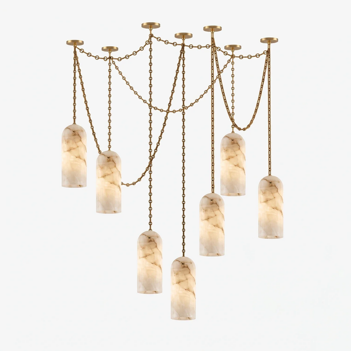 Verian Alabaster Capsule Chain Chandelier – Alabaster detail 27