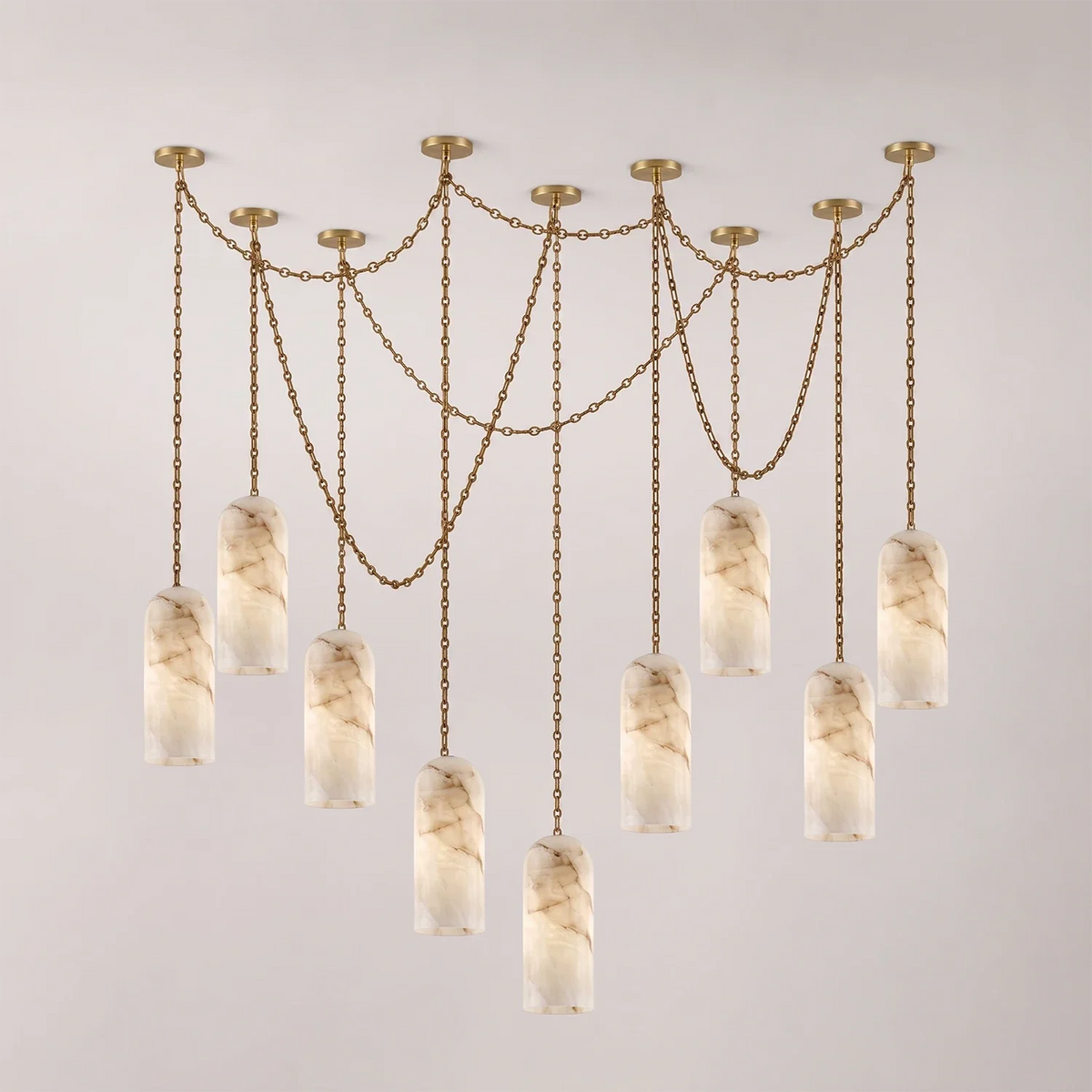 Verian Alabaster Capsule Chain Chandelier – Alabaster detail 29