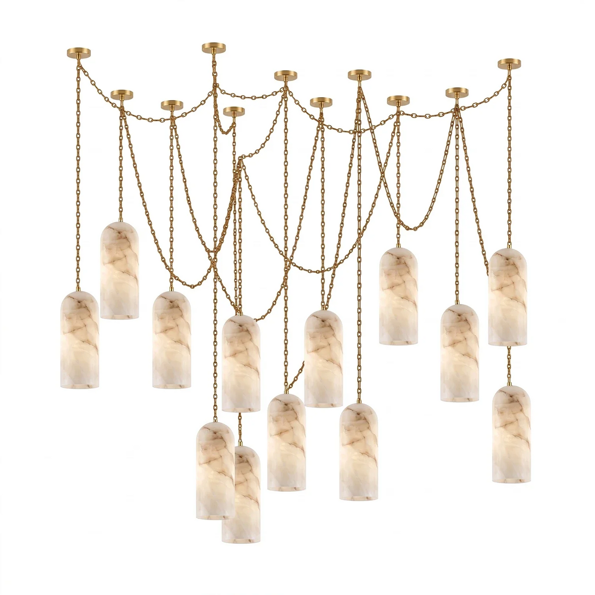 Verian Alabaster Capsule Chain Chandelier – Alabaster detail 33