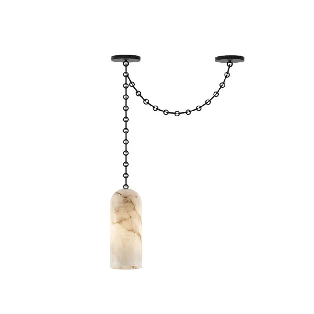 Verian Alabaster Capsule Chain Chandelier – Alabaster detail 16