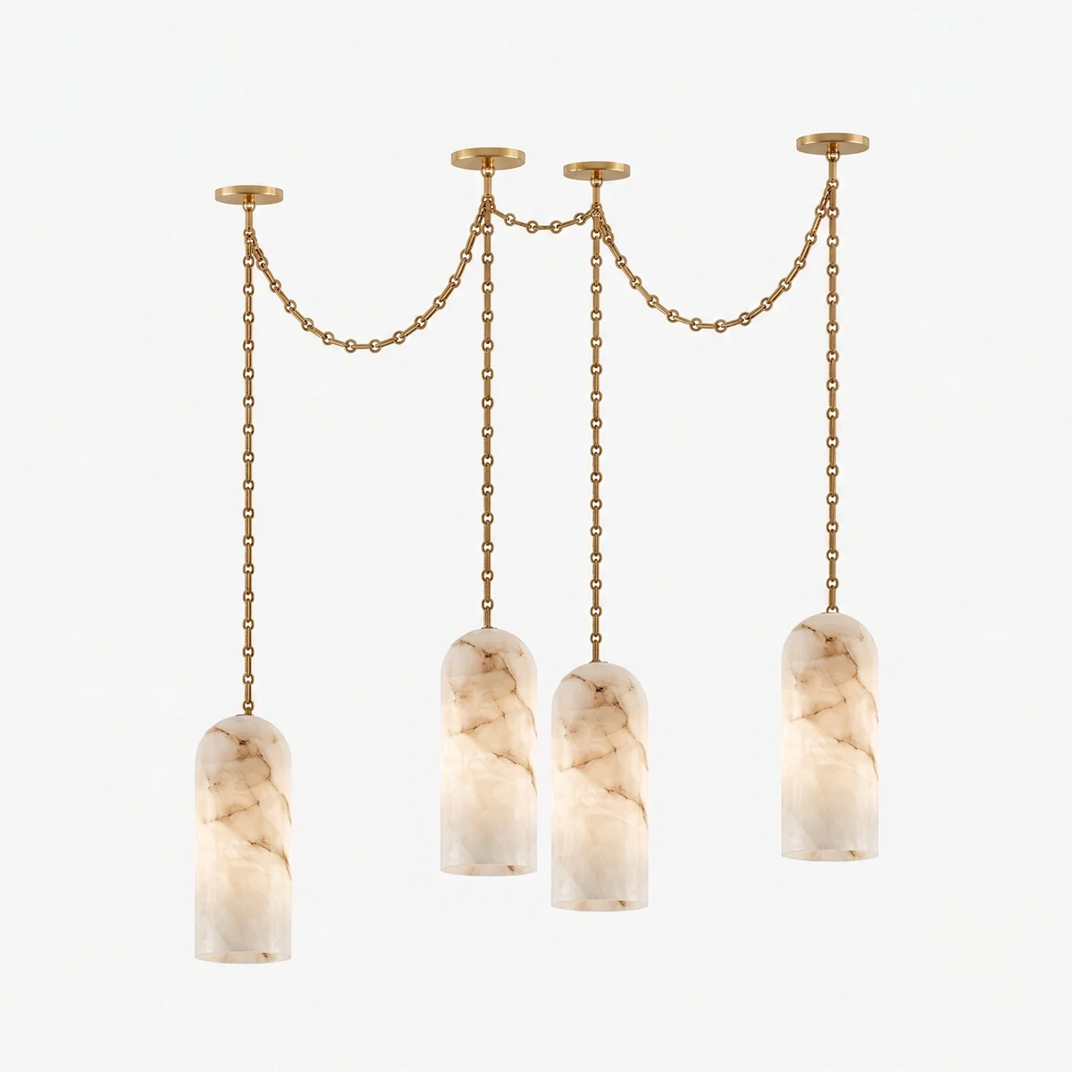 Verian Alabaster Capsule Chain Chandelier – Alabaster detail 23