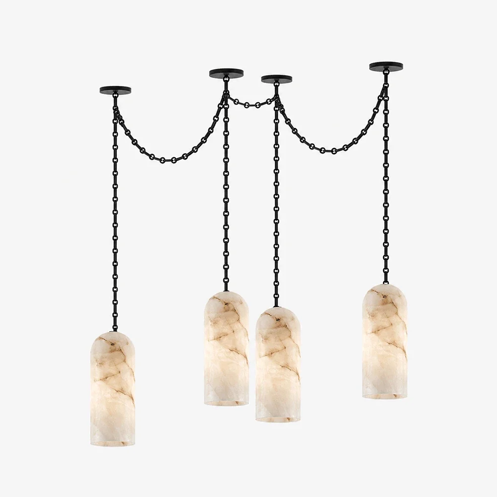 Verian Alabaster Capsule Chain Chandelier – Alabaster detail 22