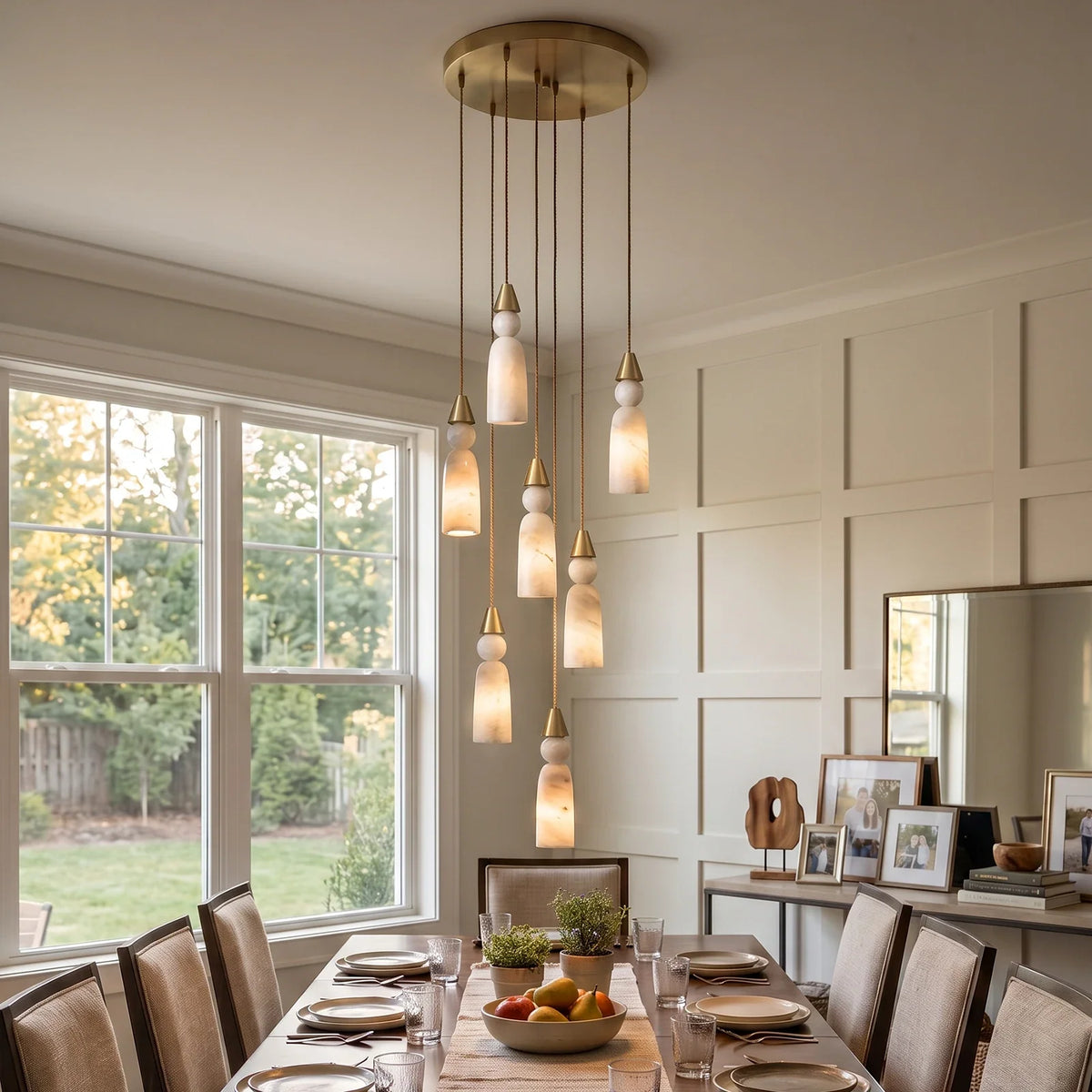 Verity Alabaster Dome Spiral Chandelier – Alabaster detail 3