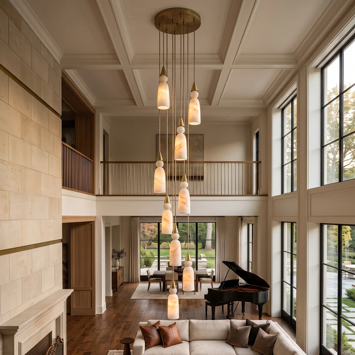 Verity Alabaster Dome Spiral Chandelier – Alabaster detail 2