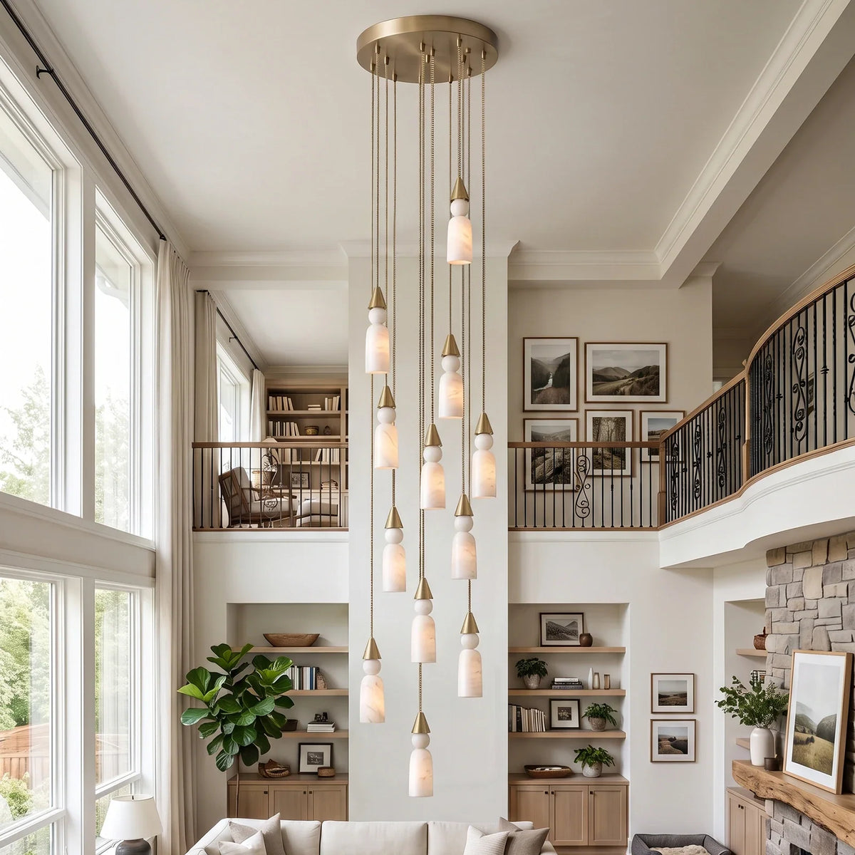 Verity Alabaster Dome Spiral Chandelier – Alabaster detail 7