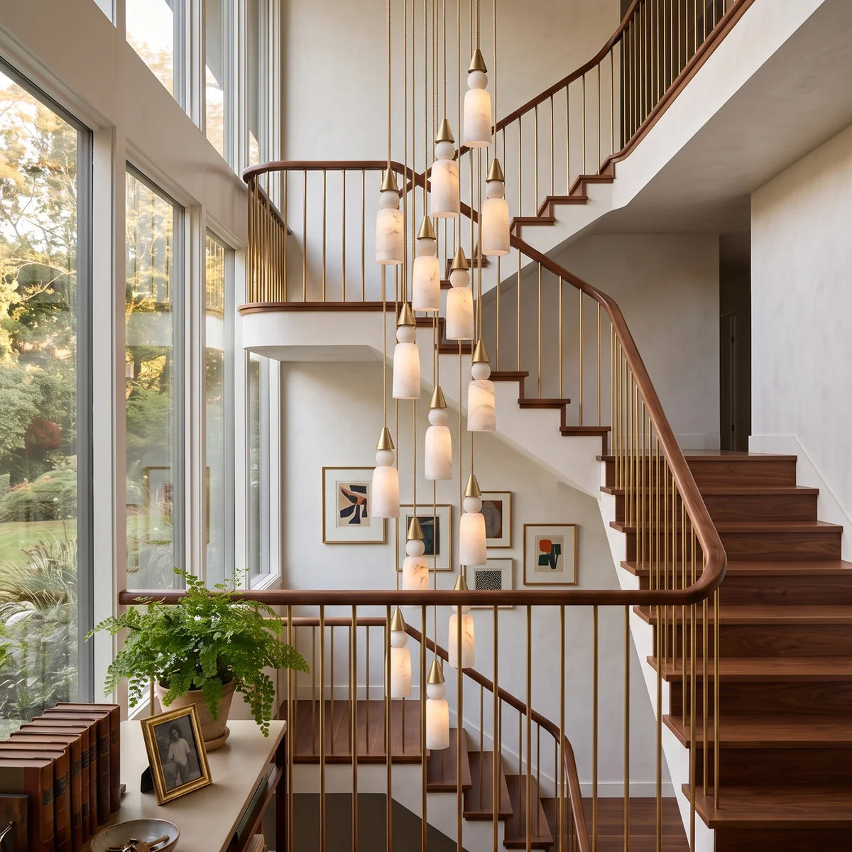 Verity Alabaster Dome Spiral Chandelier – Alabaster detail 8