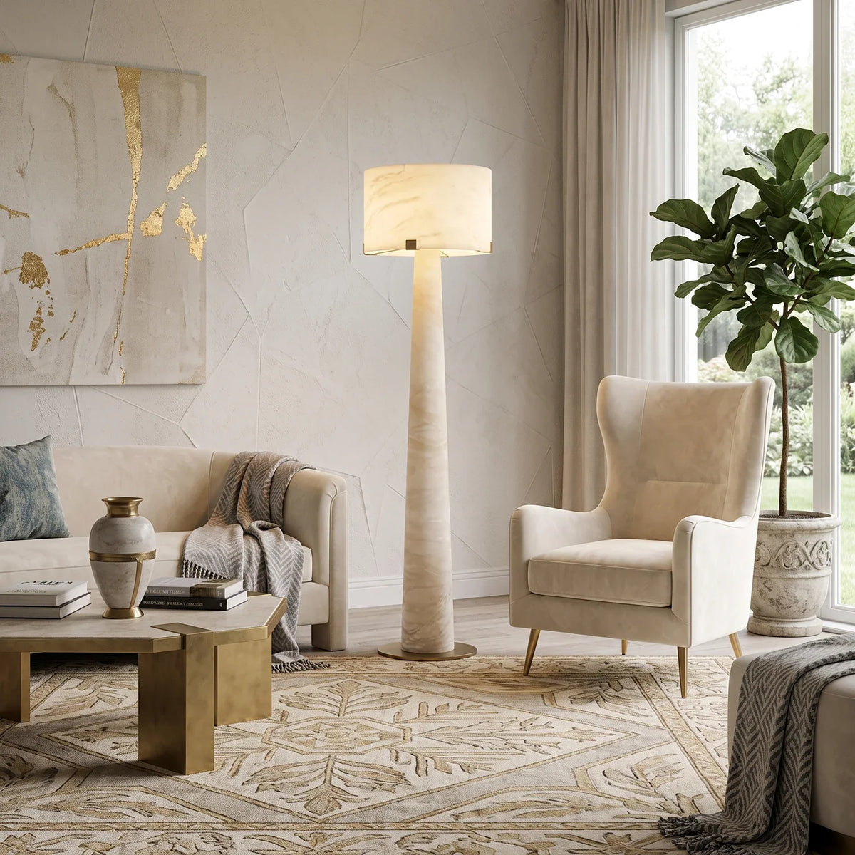 Verity Tapered Column Alabaster Floor Lamp – Alabaster detail 5
