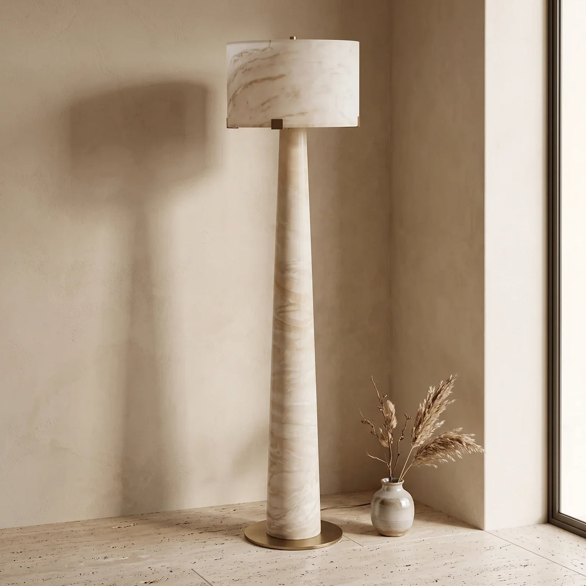 Verity Tapered Column Alabaster Floor Lamp – Alabaster detail 8