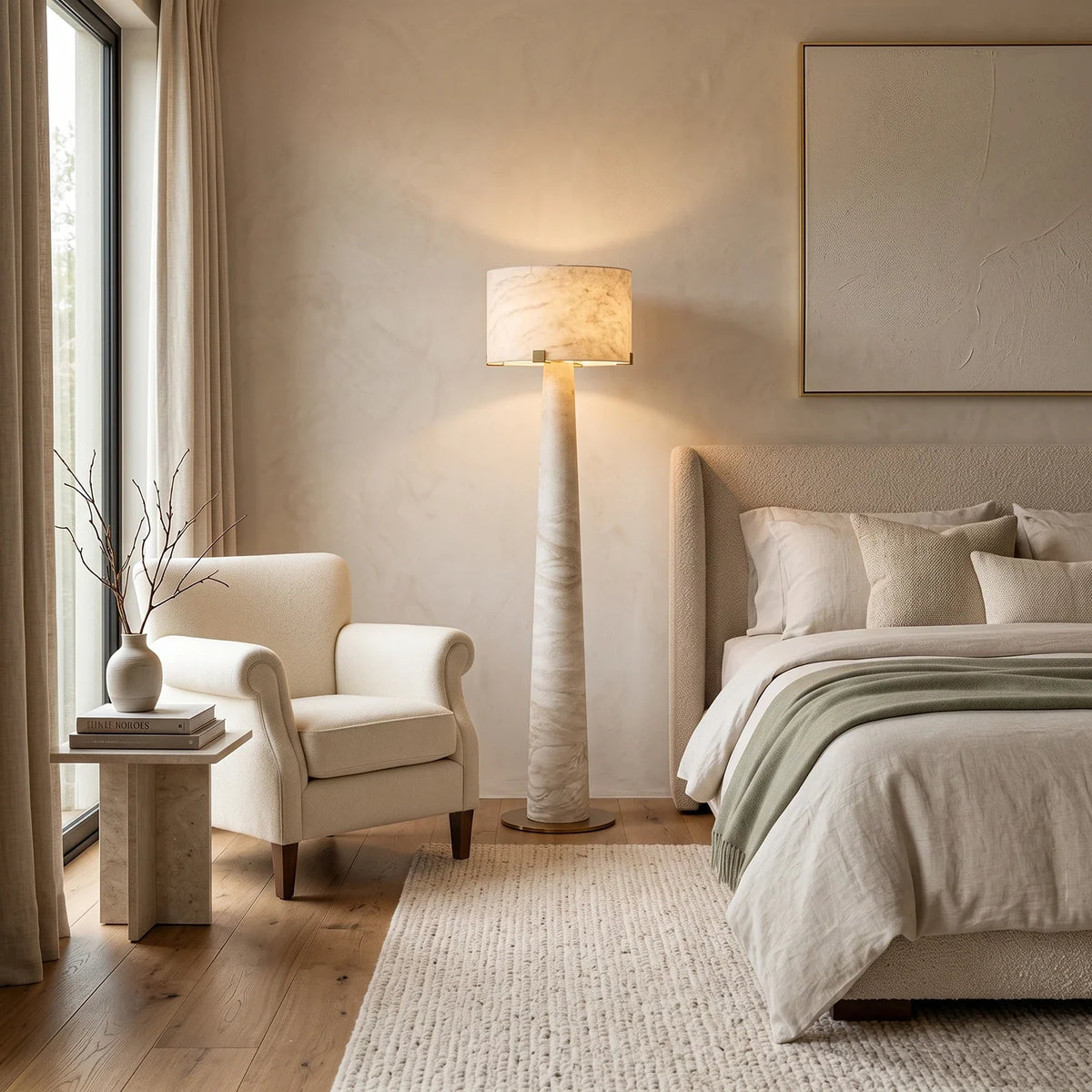Verity Tapered Column Alabaster Floor Lamp – Alabaster detail 6
