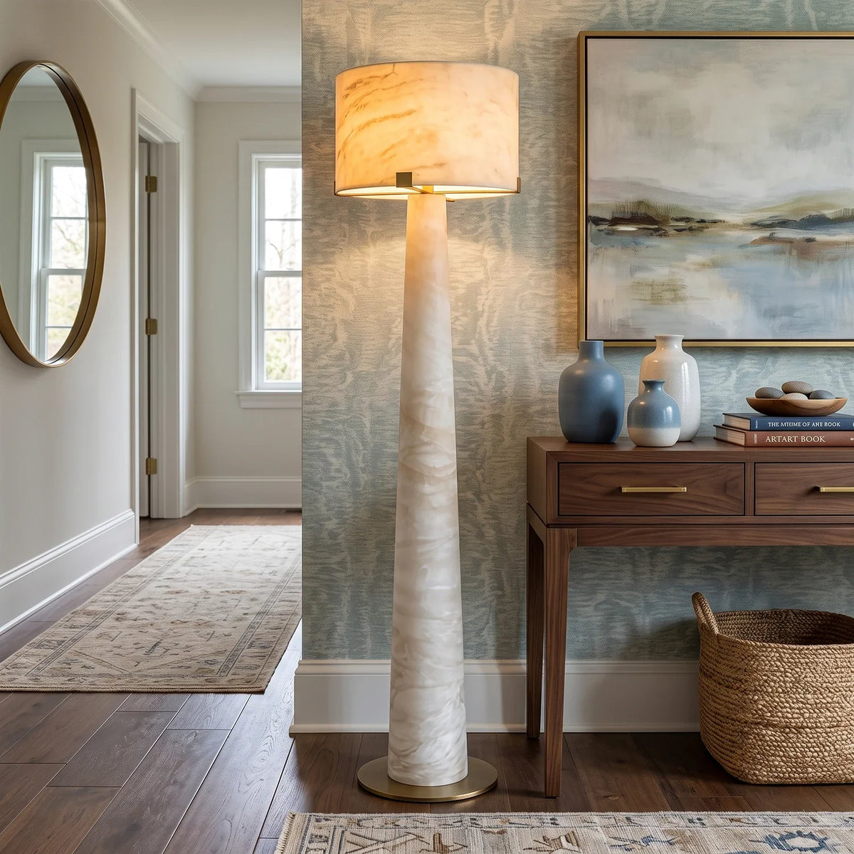 Verity Tapered Column Alabaster Floor Lamp – Alabaster detail 4