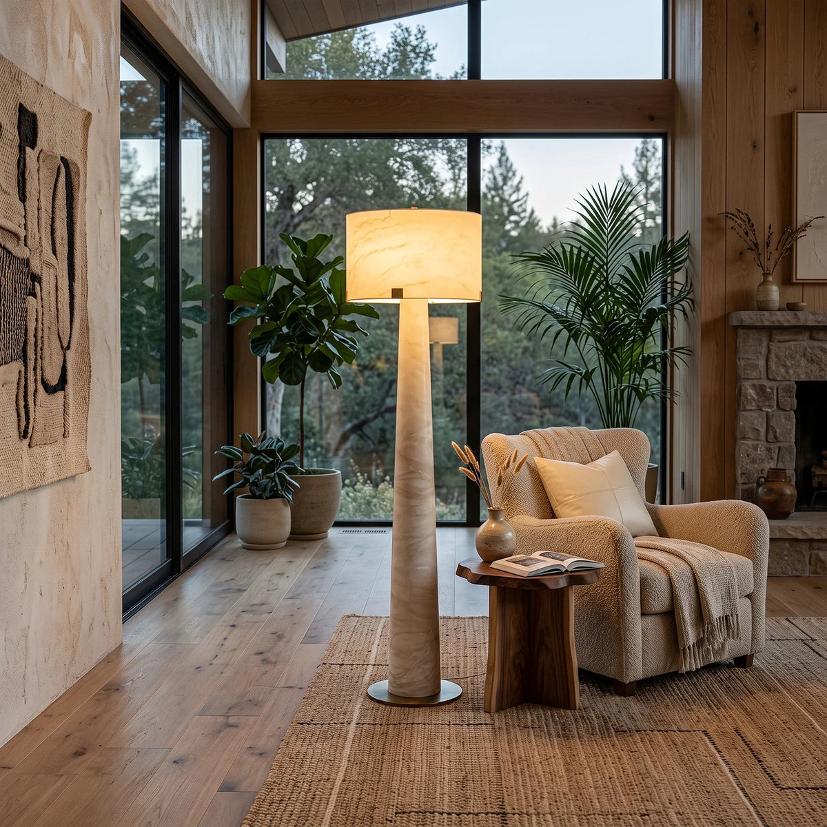 Verity Tapered Column Alabaster Floor Lamp – Alabaster detail 2