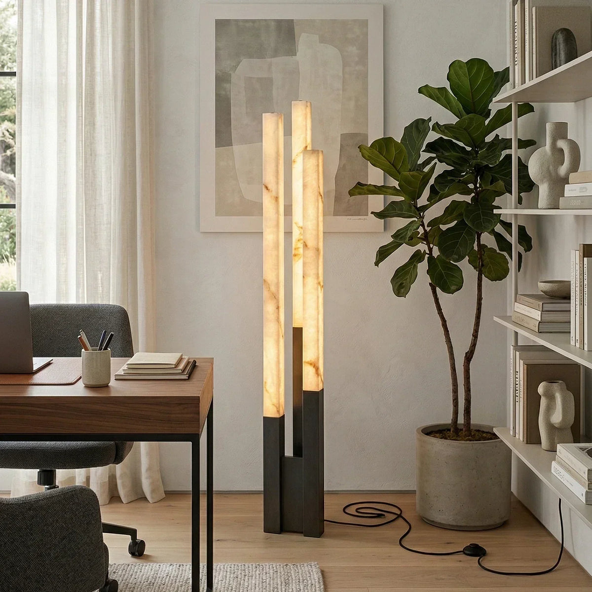 Vertical Alabaster Geometric Floor Lamp – Alabaster detail 7