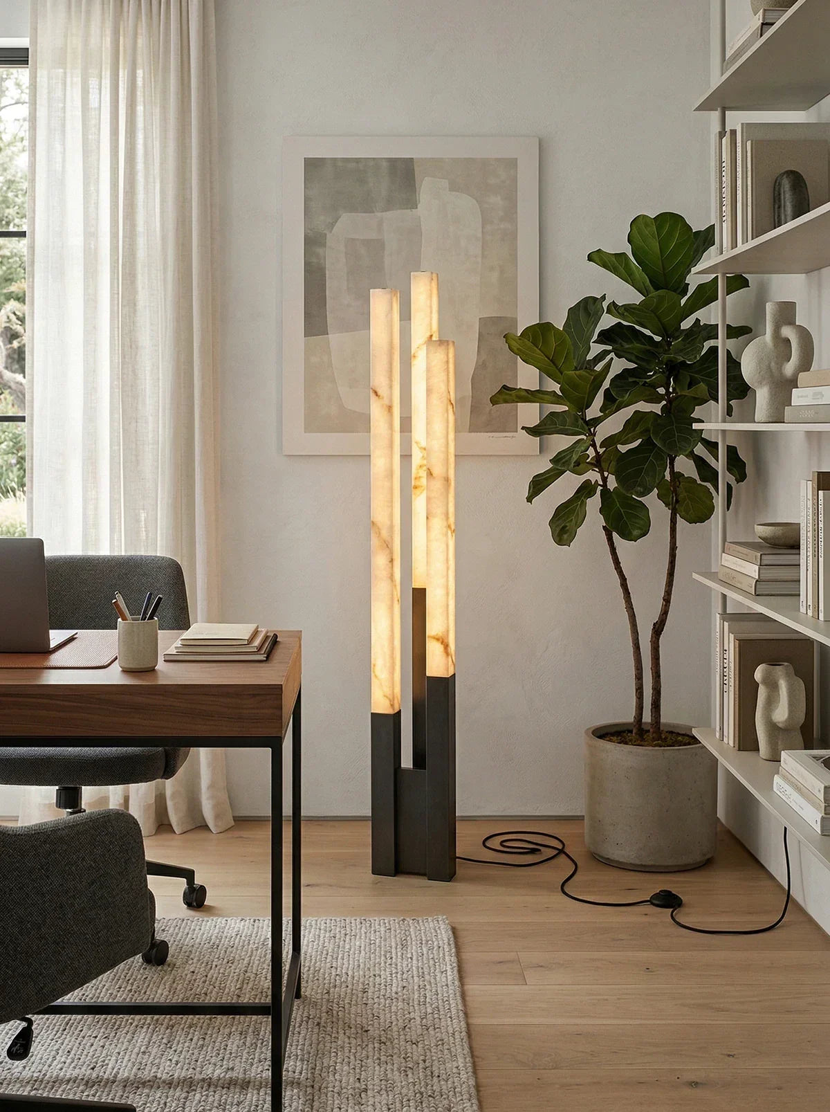 Vertical Alabaster Geometric Floor Lamp – Alabaster detail 10