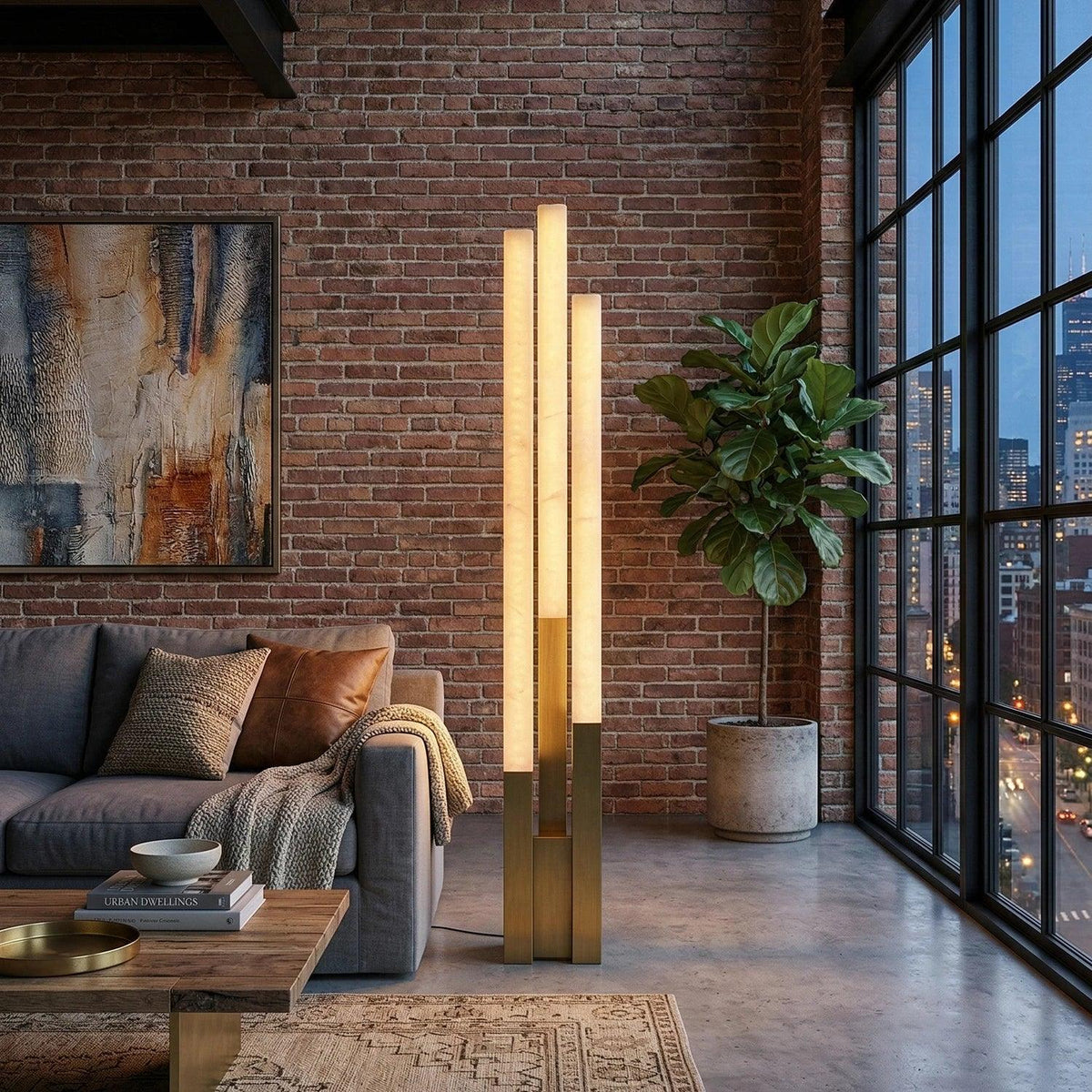 Vertical Alabaster Geometric Floor Lamp – Alabaster detail 3
