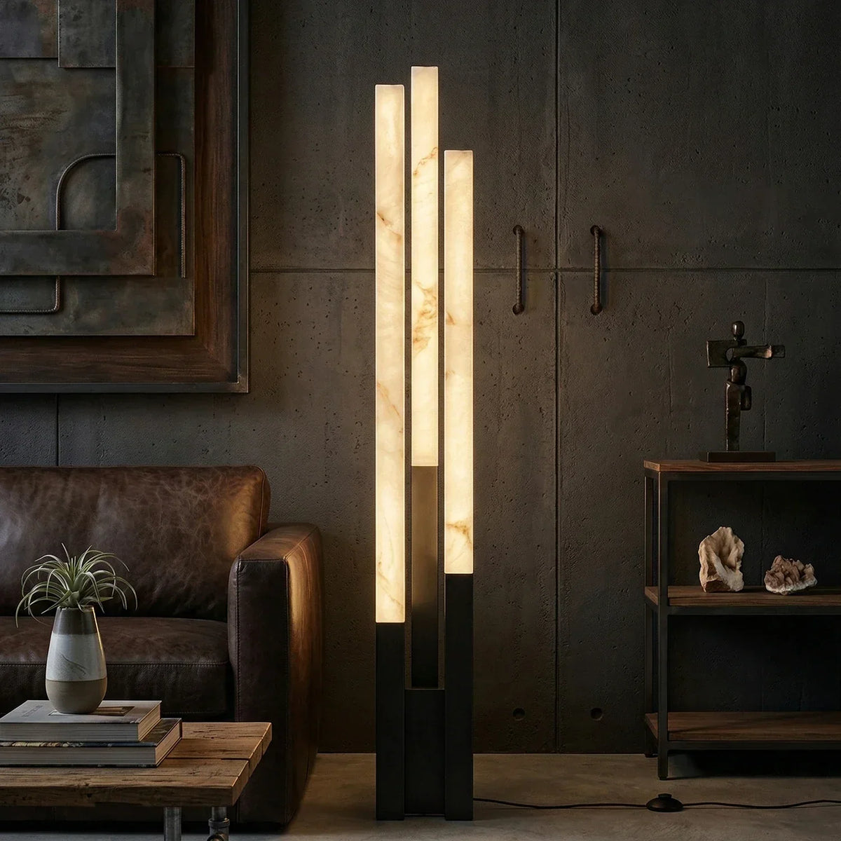 Vertical Alabaster Geometric Floor Lamp – Alabaster detail 8