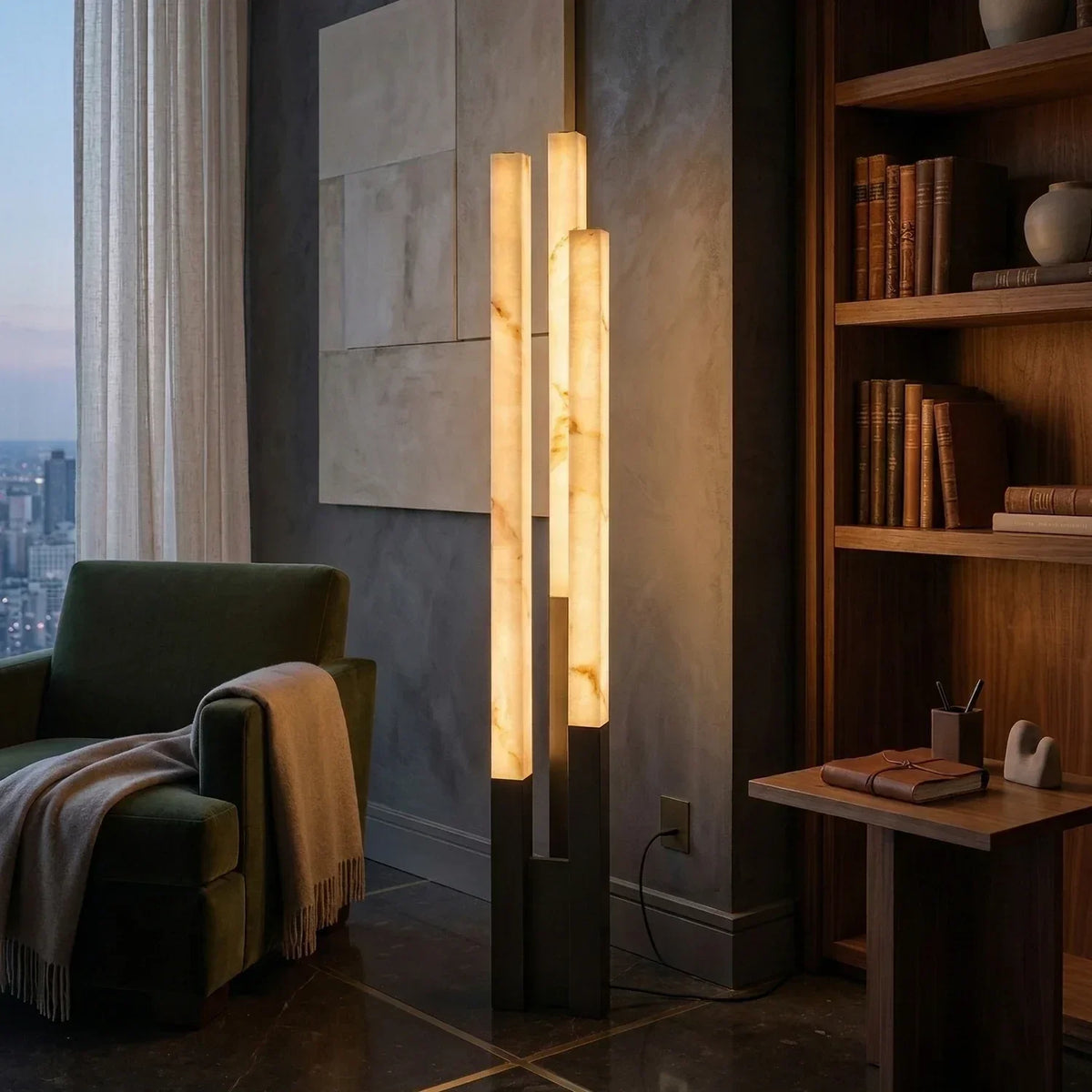 Vertical Alabaster Geometric Floor Lamp – Alabaster detail 5