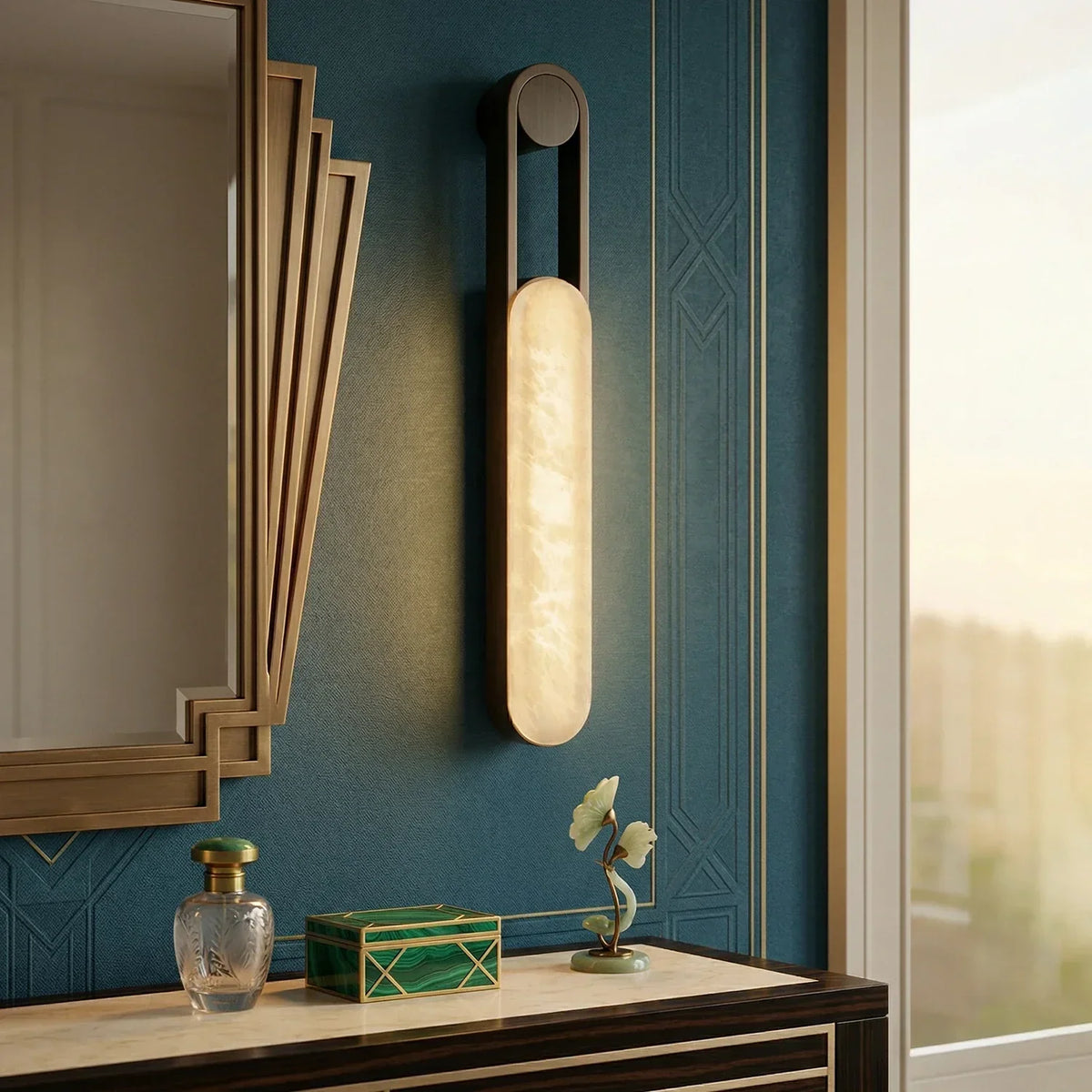 Vertical Ring Handle Alabaster Wall Lamp – Alabaster detail 5