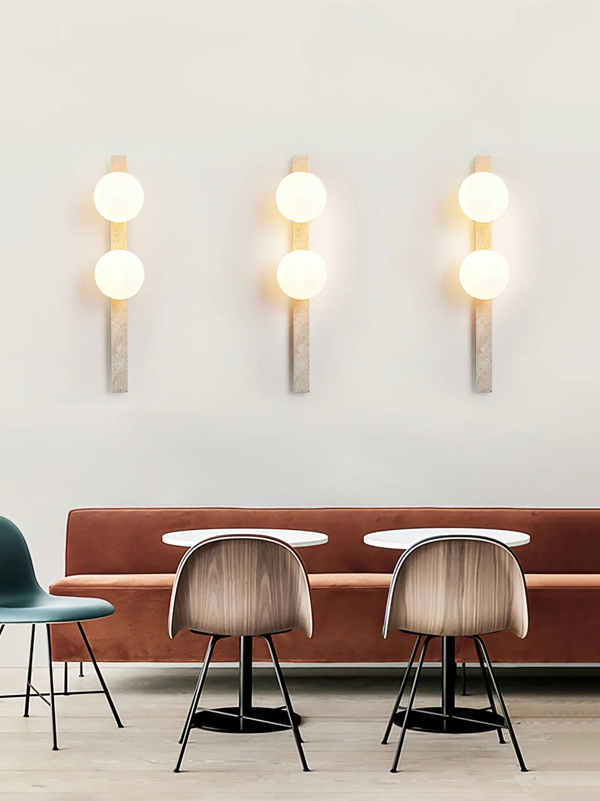 Vertical Travertine Ball Wall Sconce – Travertine detail 4